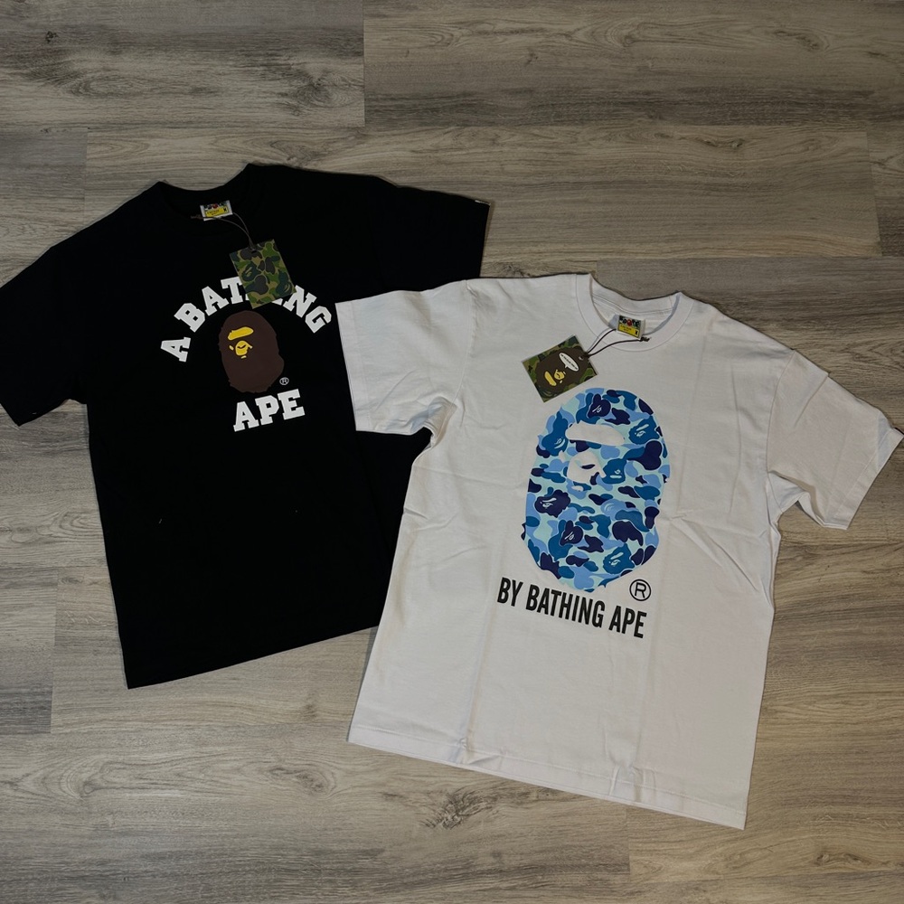 Bape Tees Black and White Short Sleeve Tees